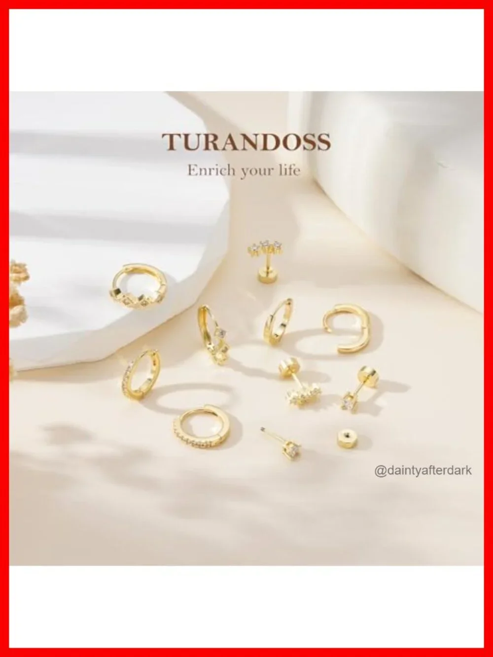 5 Pairs Gold Hoop Earrings for Women with CZ, Hypoallergenic 14K Gold Plated